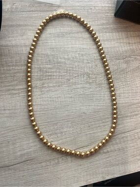 Gold Tone Beaded Statement Necklace | Classic Ball Bead Strand